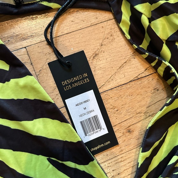 Afrm Assi Cutout Dress - Neon Zebra size M - Picture 4 of 5